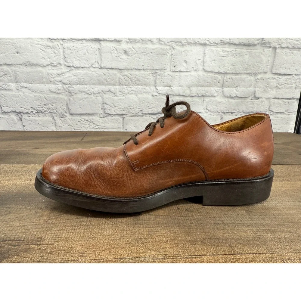 Lands End Mens Brown Leather Lace Up Oxford Dress Shoes Size 10D Classic Capsule